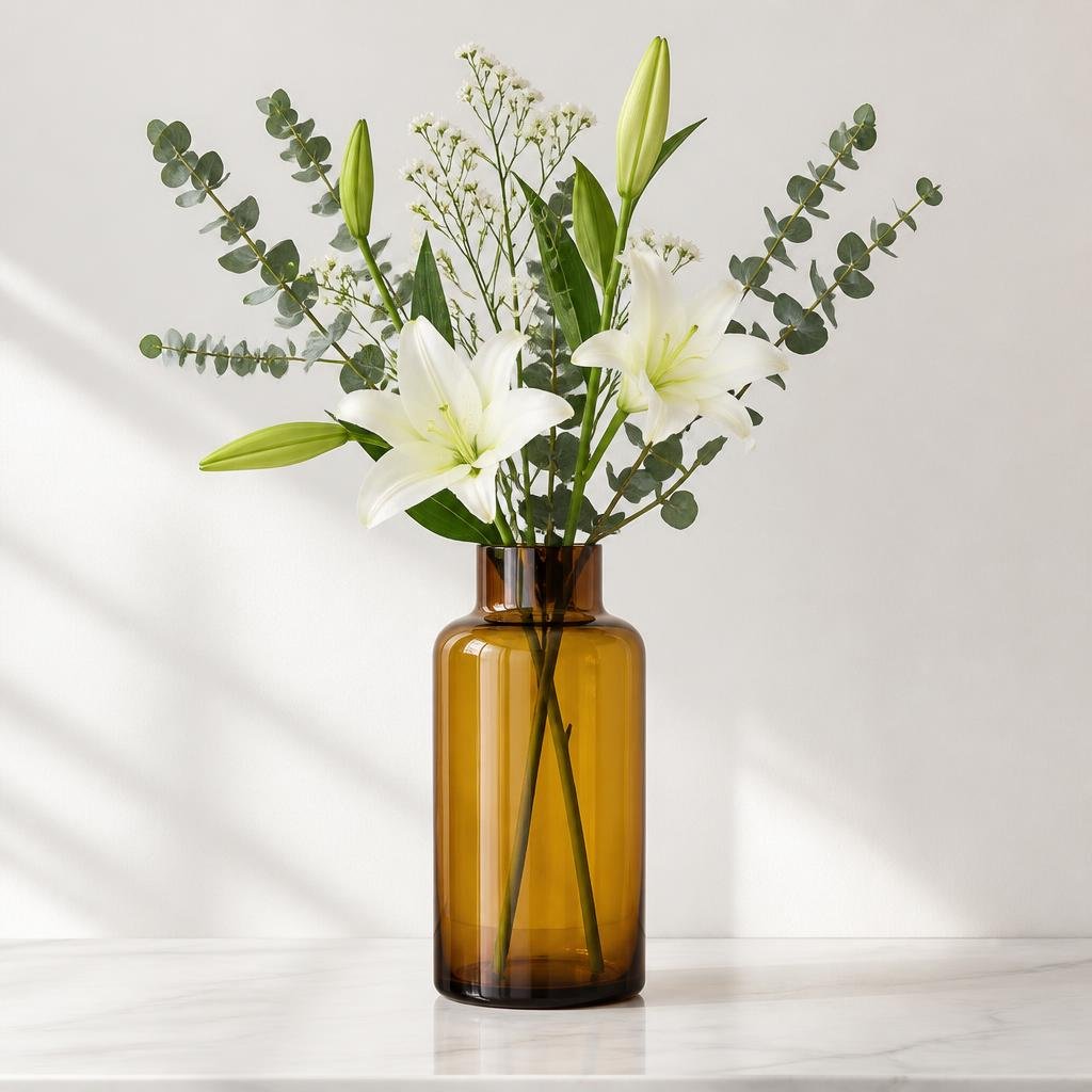 Amber Glass Bottle Vase