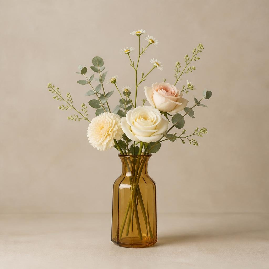 Amber Glass Bottle Vase