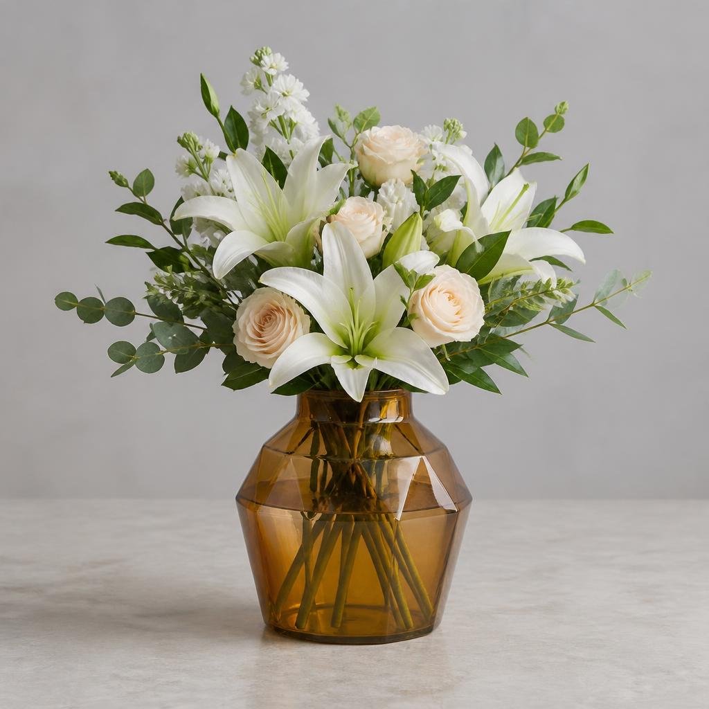 Amber Glass Bottle Vase