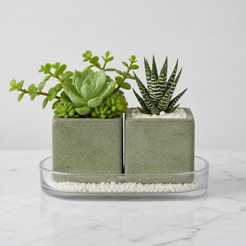 Concrete Mini Pot Duo